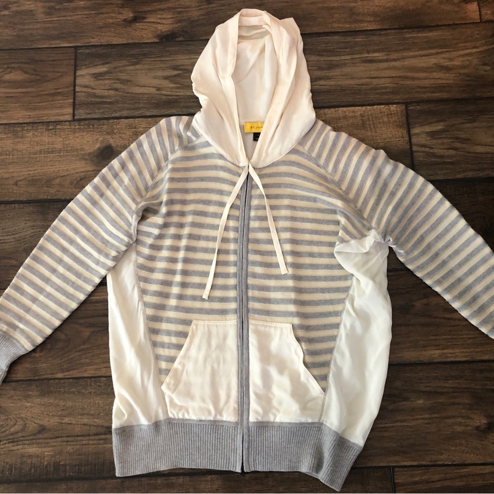 St. John Silk & wool stripped hoodie